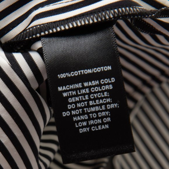 Lafayette 148 Gwendolyn Blouse 100% Cotton Chatham Stripe Black White Size Small - Picture 5 of 6